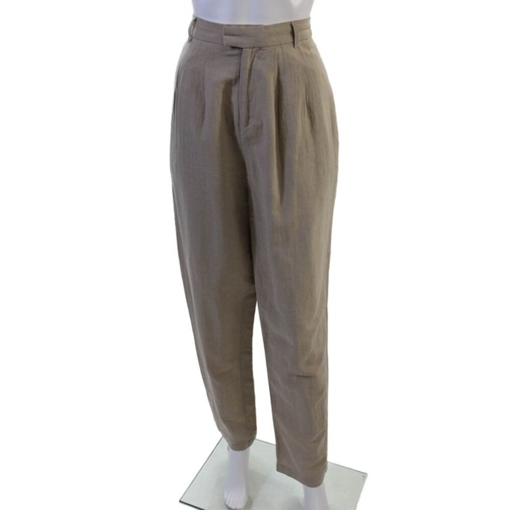 L Academie Women Dress Pants Beige Linen Cotton Size S